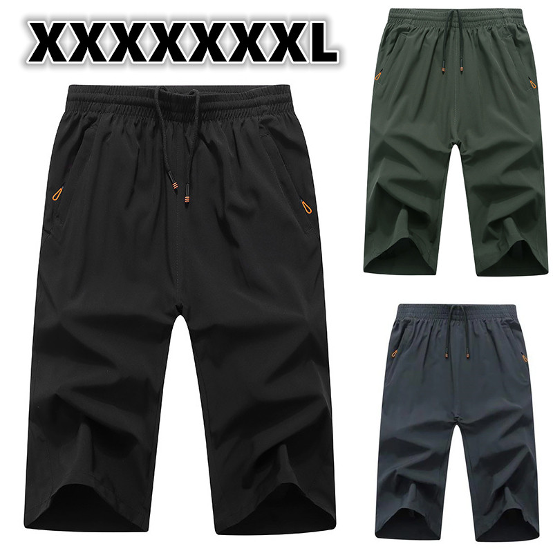 Short de sport trois quarts décontracté pour homme, pantalon de survêtement d'été, pantalon de gym, grande taille, 3XL-9XL, 3/4