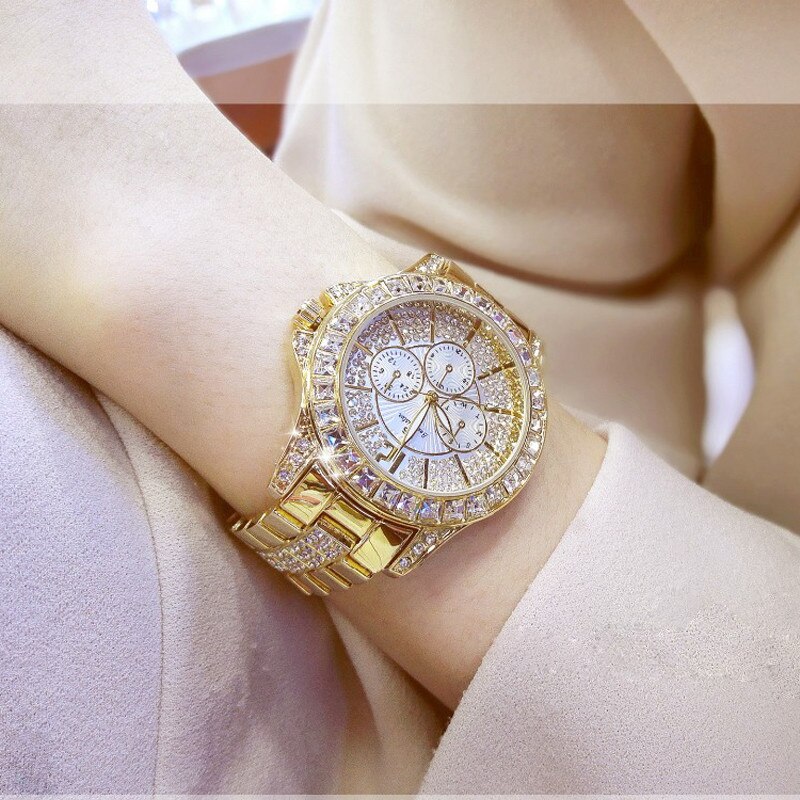 Vrouwen Horloges Luxe Diamond Quartz Horloge Voor Vrouwen Diamanten Armband Horloges Goud Vrouwelijke Klok Relogio Feminino: 1158 Gold