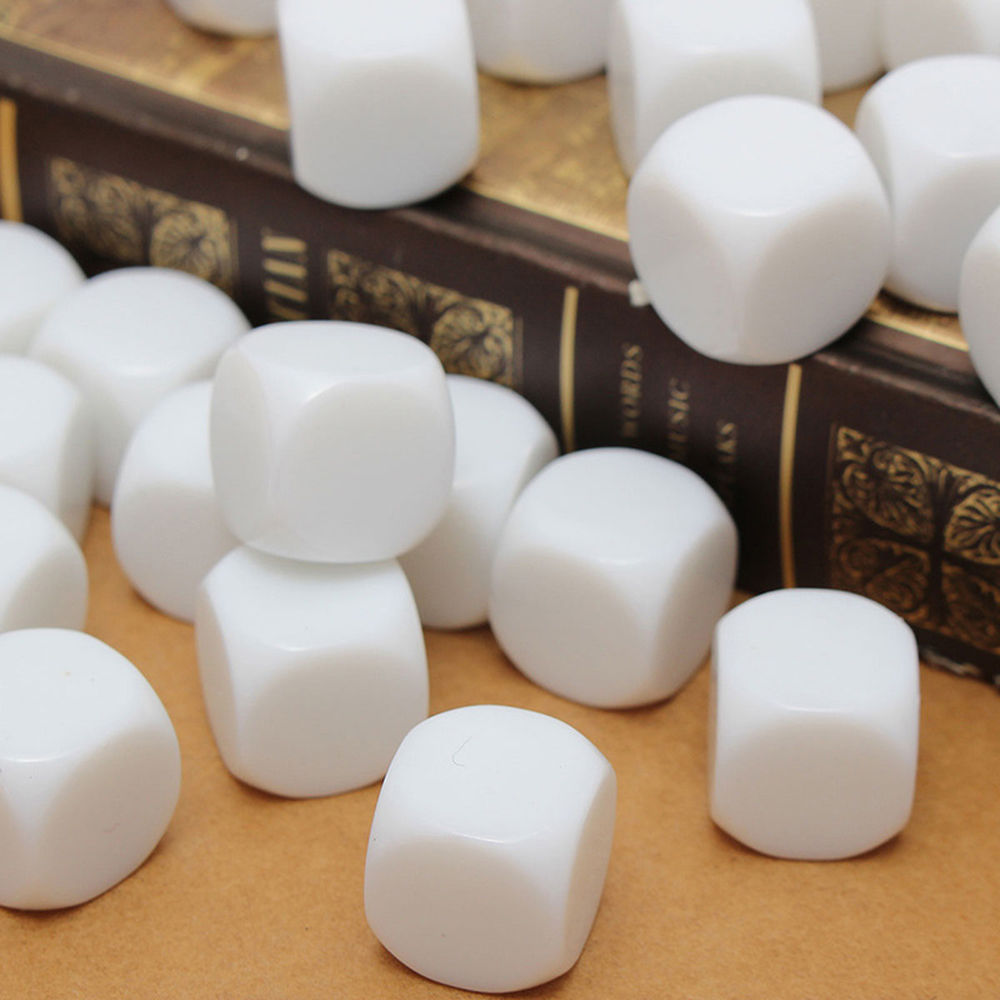 20 pz/set dadi bianchi vuoti poliedrici acrilico D6 dadi puntelli didattici accessori di gioco strumenti matematici dadi angolari arrotondati fai-da-te