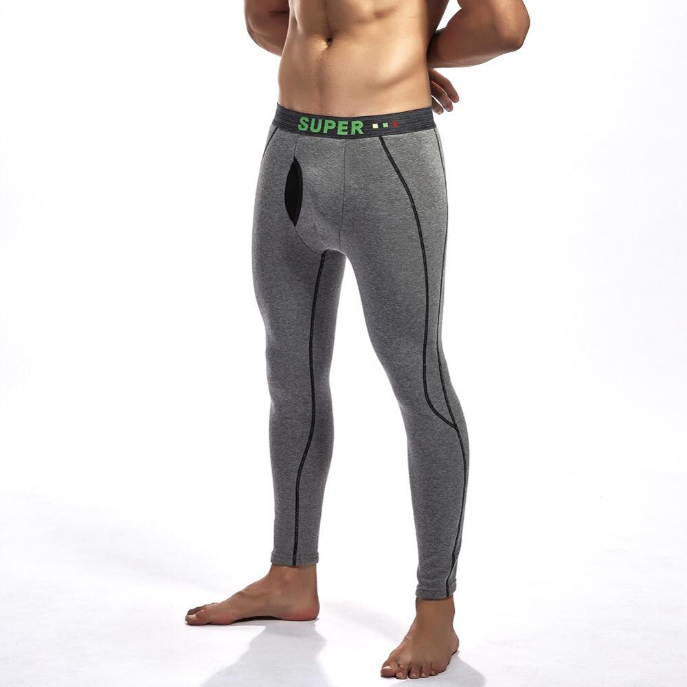 Fr herre varme bukser, herre plus tykke fløjl bomuld elastiske bukser, herre komfortable leggings: Grå / M