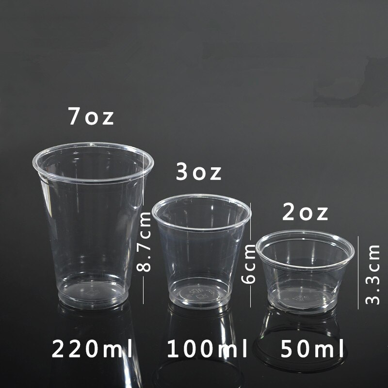 100pcs transparent taste cup 20ml 50ml 100ml 200ml PET small round pudding yogurt fruit salad plastic cup with lid