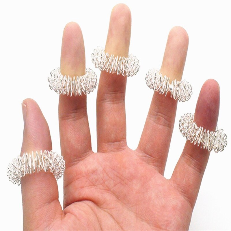 10pcs Finger Ring Toy Stress Relief Sensory Spring Fingers Autism Anti Stress ADHD Toy Kids Finger Acupressure Massage Ring