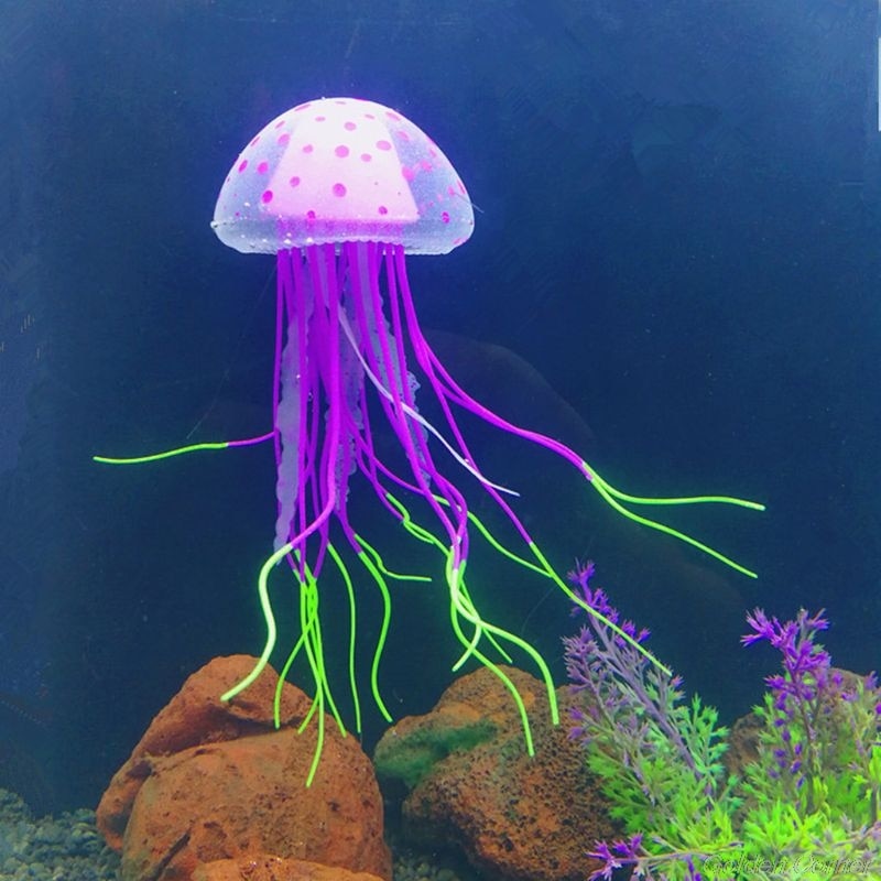 Decoração para aquário, fluorescente, água-viva, tanque de peixes, autêntico, simulação, trompete, decoração d10 20, dropshipping