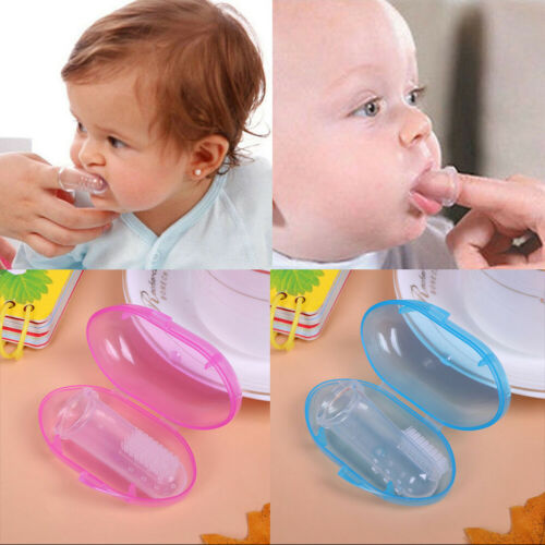 Newborn Baby Kids Infant Healthcare Kits Soft Silicone Finger Toothbrush Kit Teeth Massager Brush 3 Colors