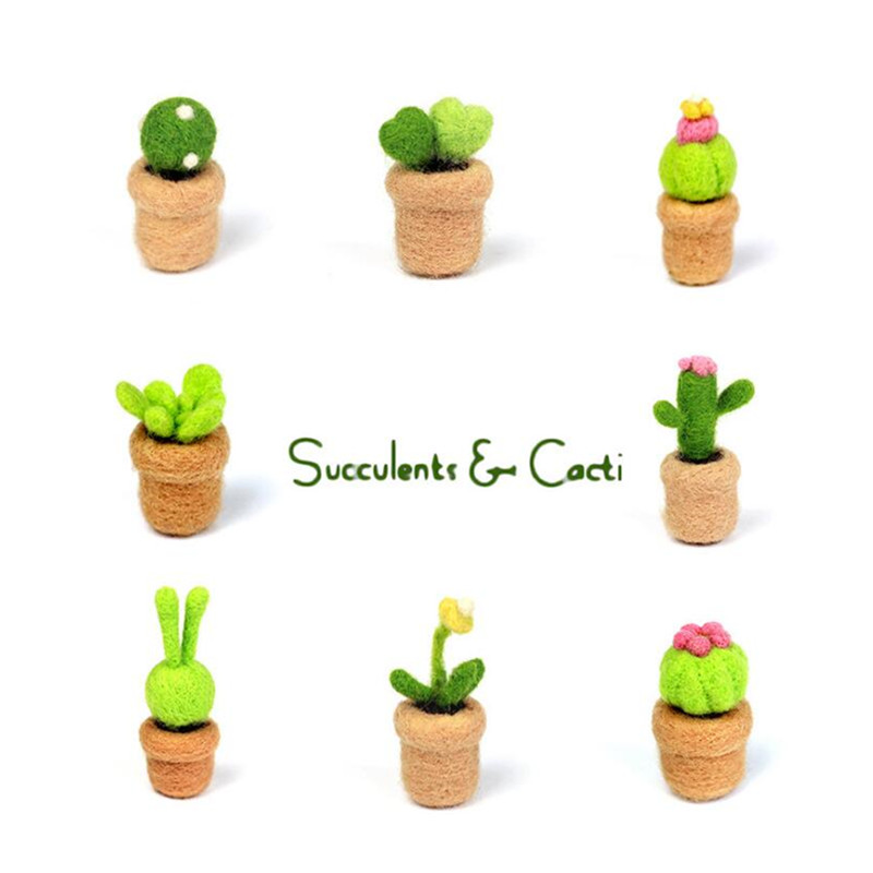 An ebullient succulent plant wool needlepoint kit wool felt needle felting keychain craft needlecraft DIY handmade