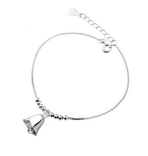 925 Silver Lovely Bell Anklets for Women Sterling Silver Jewelry Girls Joyas De Plata 925