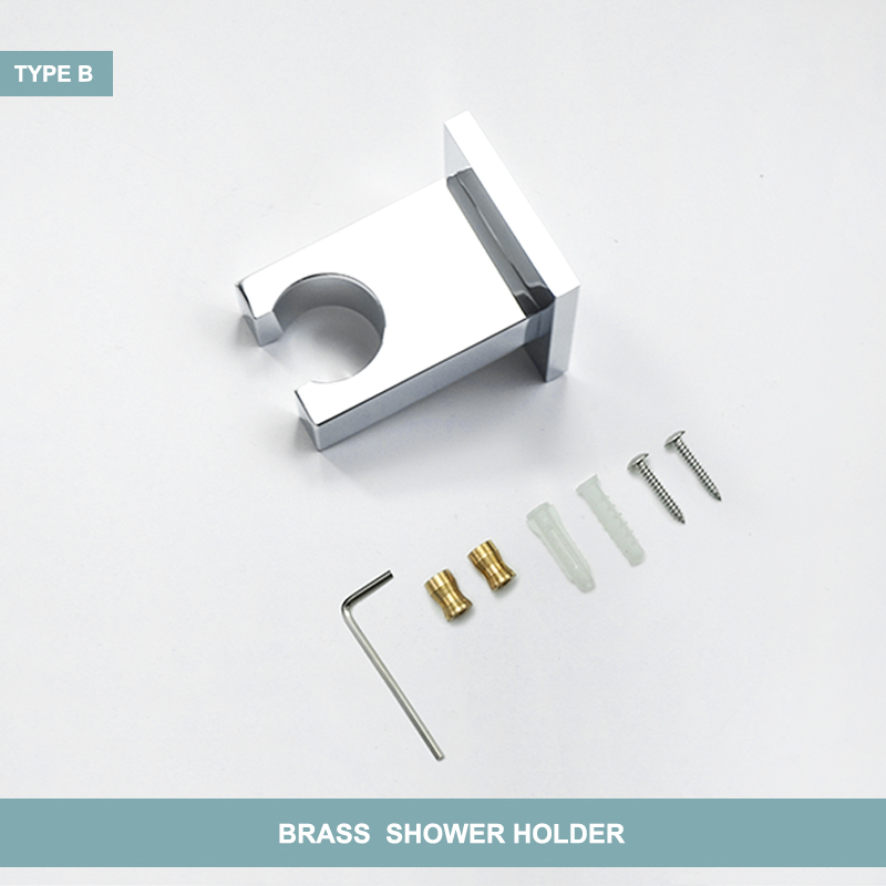 Handheld Shower Head Water Saving Chrome Plating Bathroom Rainfall Brass Square High Pressure Hand Shower Head Sprayer Holder: B Bracket Only