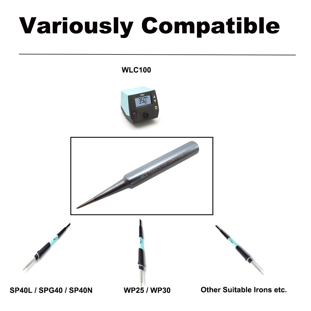 ST-I Soldering Tips Conical 0.2mm Fit WELLER SP40L SP40N SPG40 WP25 WP30 WP35 WLC100 Replace Iron Handle Nozzle Welding Bit