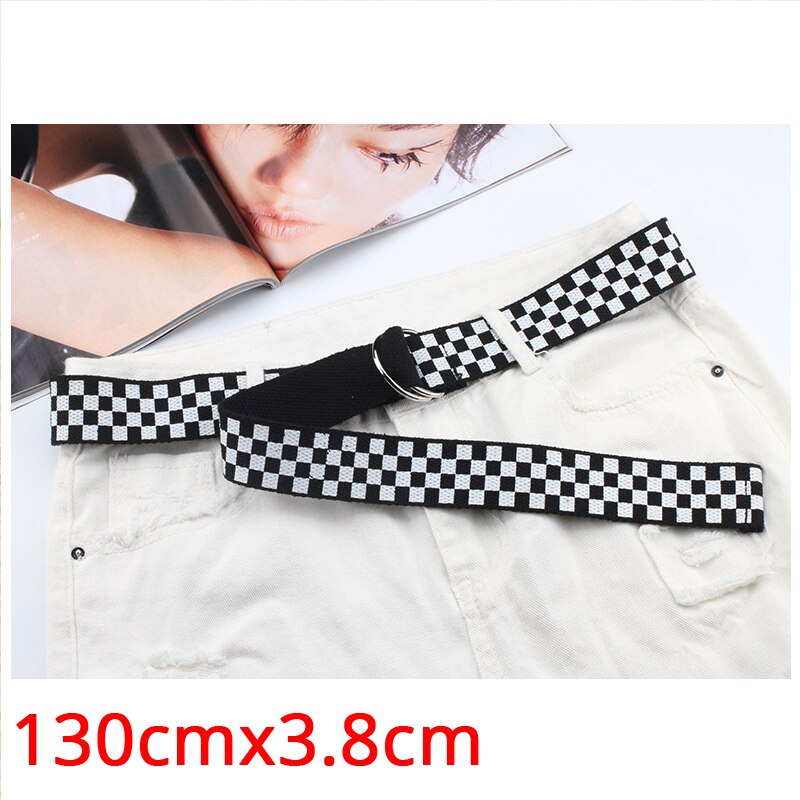Ceinture longue imprimée flamme pour hommes et femmes, unisexe, en toile unie, , Jeans, sangle à boucle métallique, 130cm, 379: Black 151