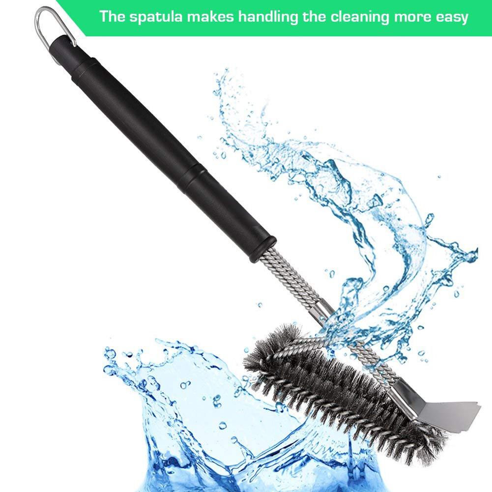 Stainless steel barbecue cleaning brush, wire three-in-one outdoor cleaner, large brush
