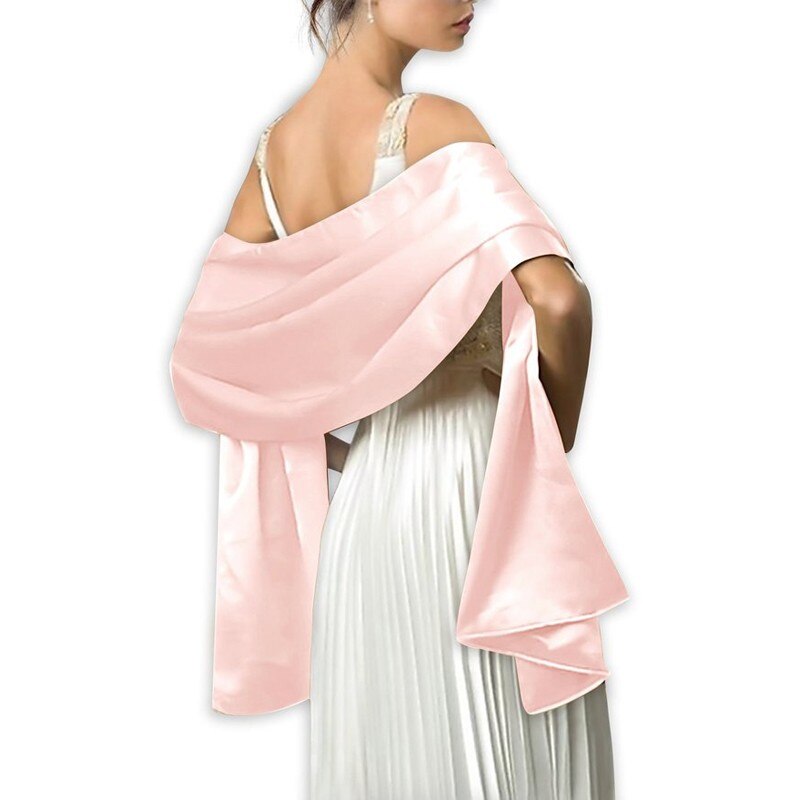 Sample Satijnen Bruids Wraps Vrouwen Sjaal 200*45 Cm Avondfeest Sjaal Bolero: Roze