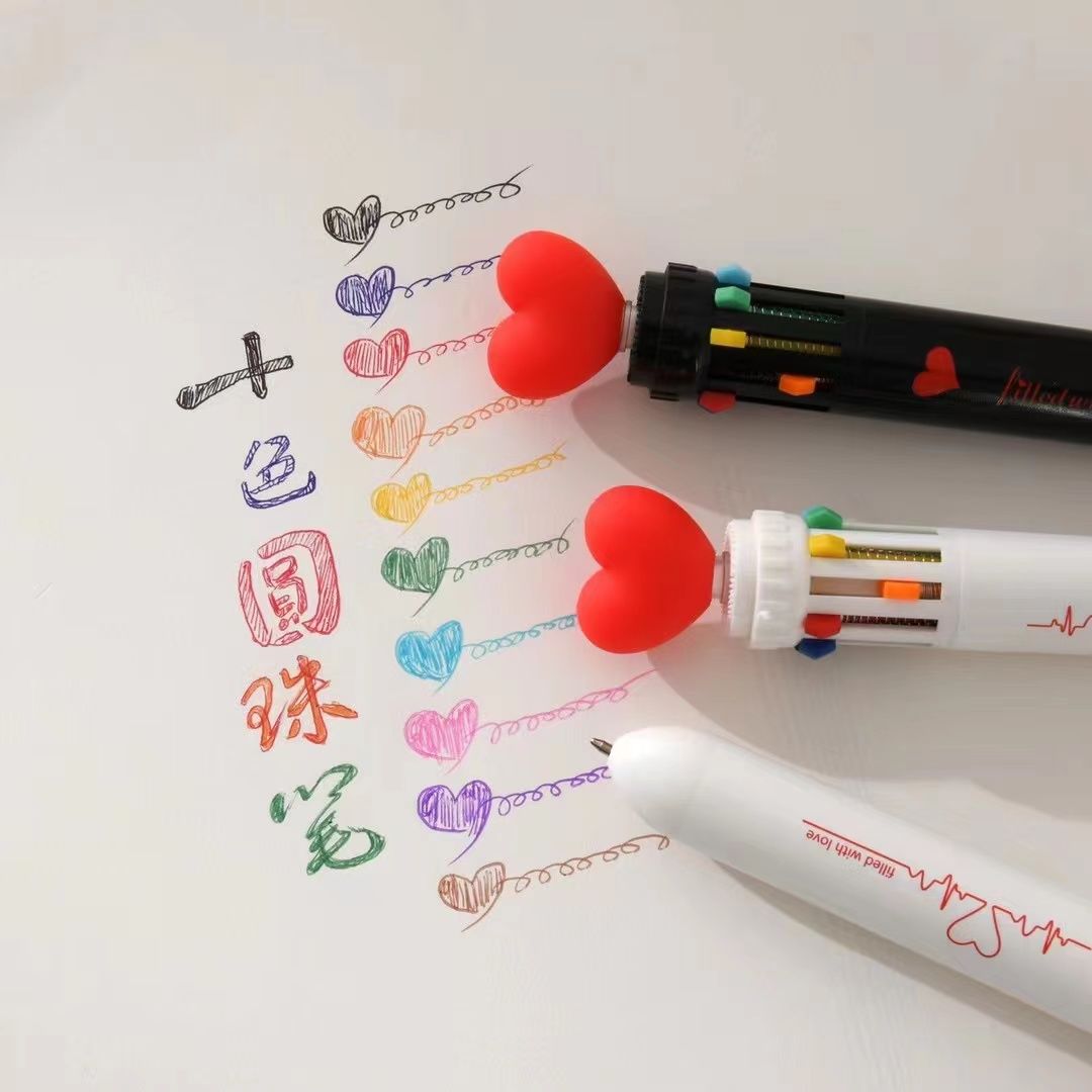 6/10 Colors Ballpoint Pen Cartoon Love 0.5mm Colorful Ink Gel Pens Silicone Kawaii Pens School Office Supplies Korean Stationery