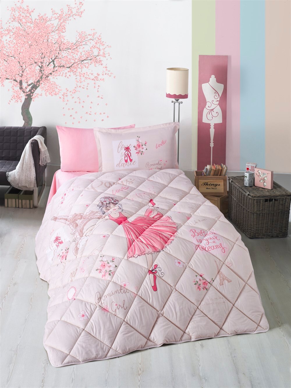 Enkele quilt gemaakt van  of 100%  katoenen garens