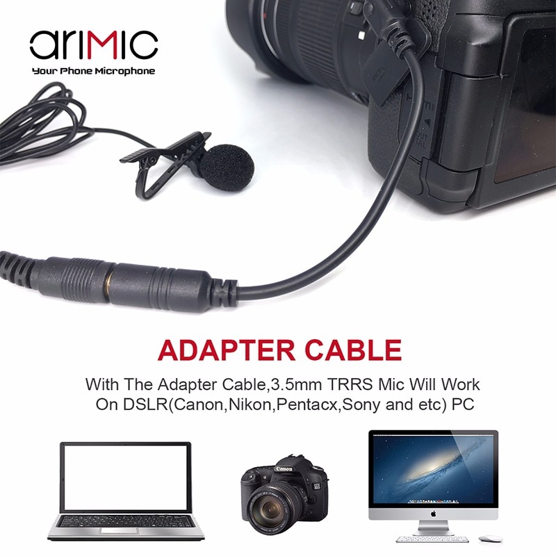 Microfono Lavalier Ulanzi Arimic - Cavo 1.5m/6m - Microfono Condensatore Cablato per iPhone, Android, iPad, DSLR
