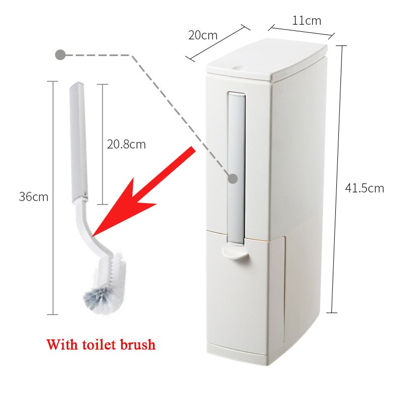 Smalle Prullenbak Badkamer Kan Met Toiletborstel Vuilniszak Houder Afval Thuis Plastic Vuilnis Vuilnisbak: Ivory