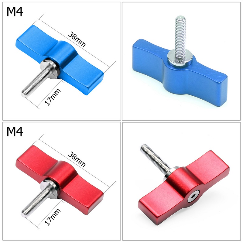Adjustable T Shape Screw Handle Set 4/5/6mm Rail Rod Slider Clamp Locking Screw Wrench Clamp Adapter Photography Accessories: M4x17 2pcsRed 2Blue