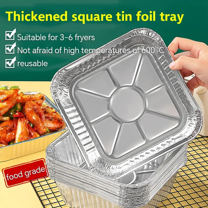 50/100 stuks oliebestendige aluminiumfolie bakjes voor airfryer, wegwerp papieren antiaanbak stoommandjes, keukenhulpmiddel, barbecue lekbak