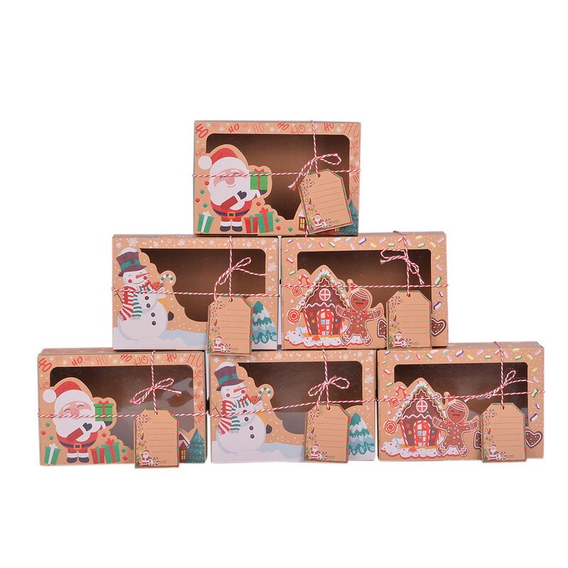 3/6/12 stk / pakke julekagebokse bageræsker i europæisk stil kraftpapirkasse kraftpapir stor julegodkasse
