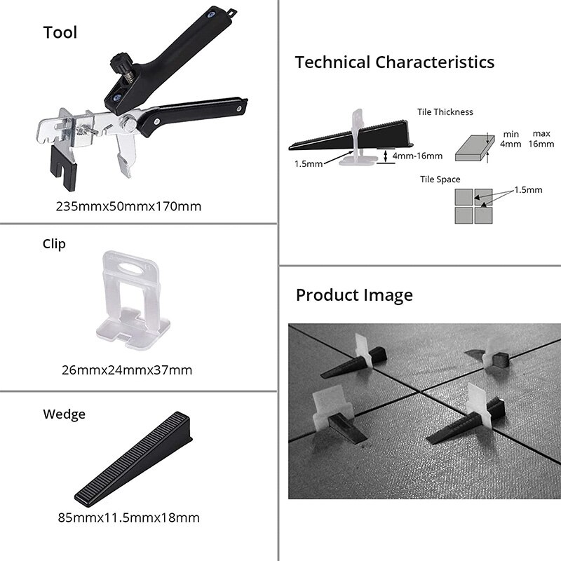 Floor Walls Plastic Tiles Level Wedge Spacers Tiles Leveling System Tiles Flooring Set Tile Wedges