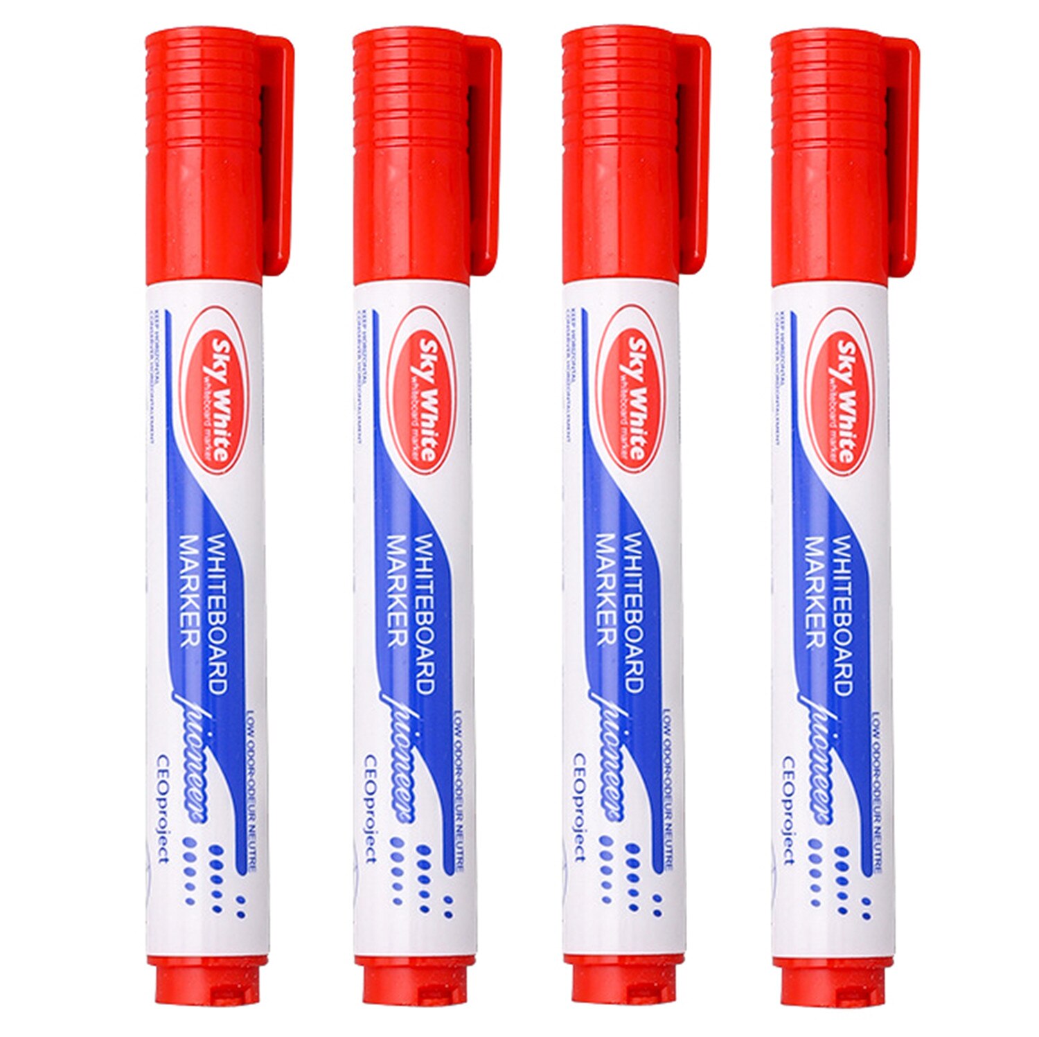 4pcs/set Whiteboard Pen Set Erasable Marker Pen for White Board Glass Kids Drawing Office Meeting School Teacher: Red