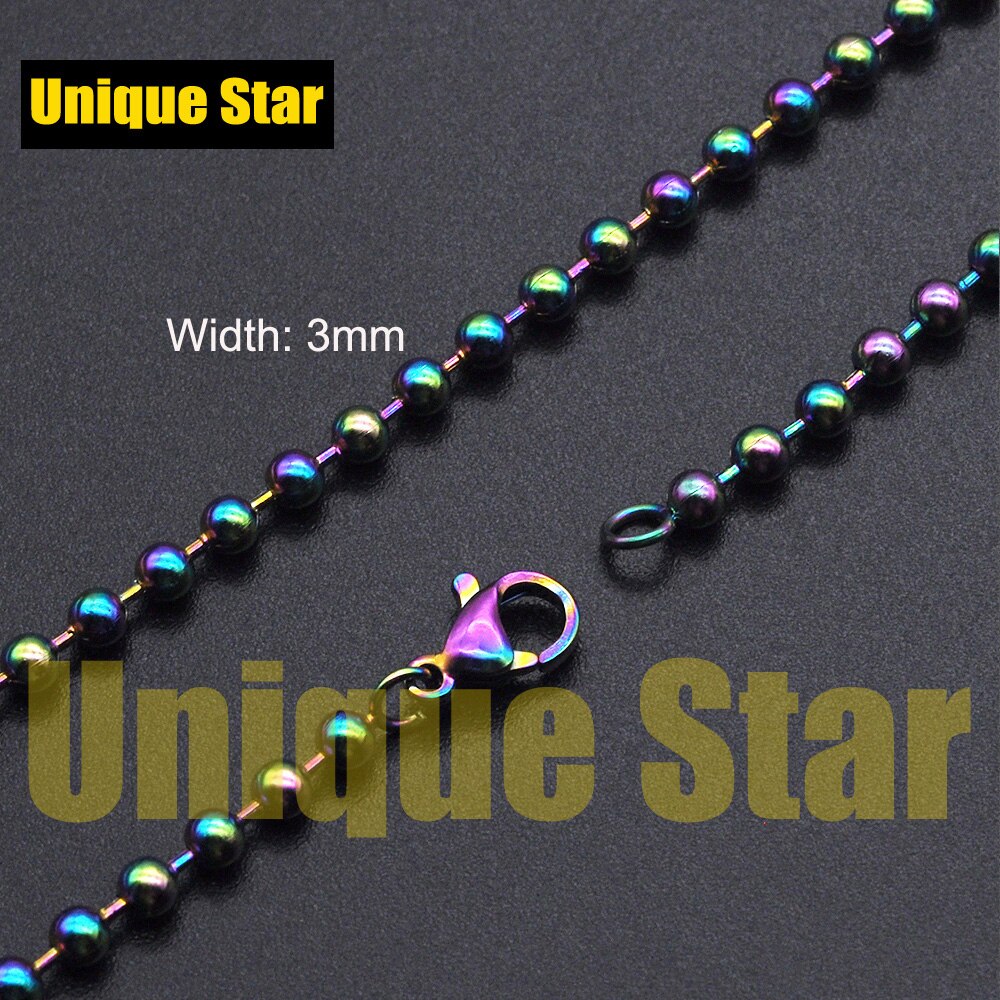 3pcs/lot Steel Rainbow Plated Basic Necklace Chain 100% Stainless Steel Foxtail Figaro Rope Hip Hop Necklaces Chains: HC005-3-Q / 51cm-20inch