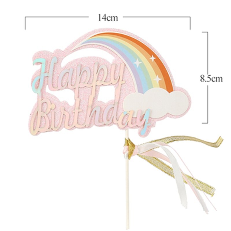 Rainbow Cake Topper One 1st Birthday Party Unicorn Brithday Party Baby Shower Girl Boys Lollipop Ice Cream Birthday Party Decor: Light Yellow