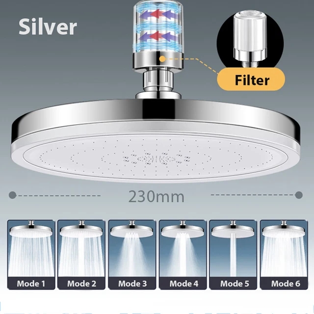 Cabezal de ducha de lluvia de 6 modos, cabezales de ducha de lluvia superiores de alta presión para baño, ° Accesorios para grifos de ducha con rociador superior: Borgoña