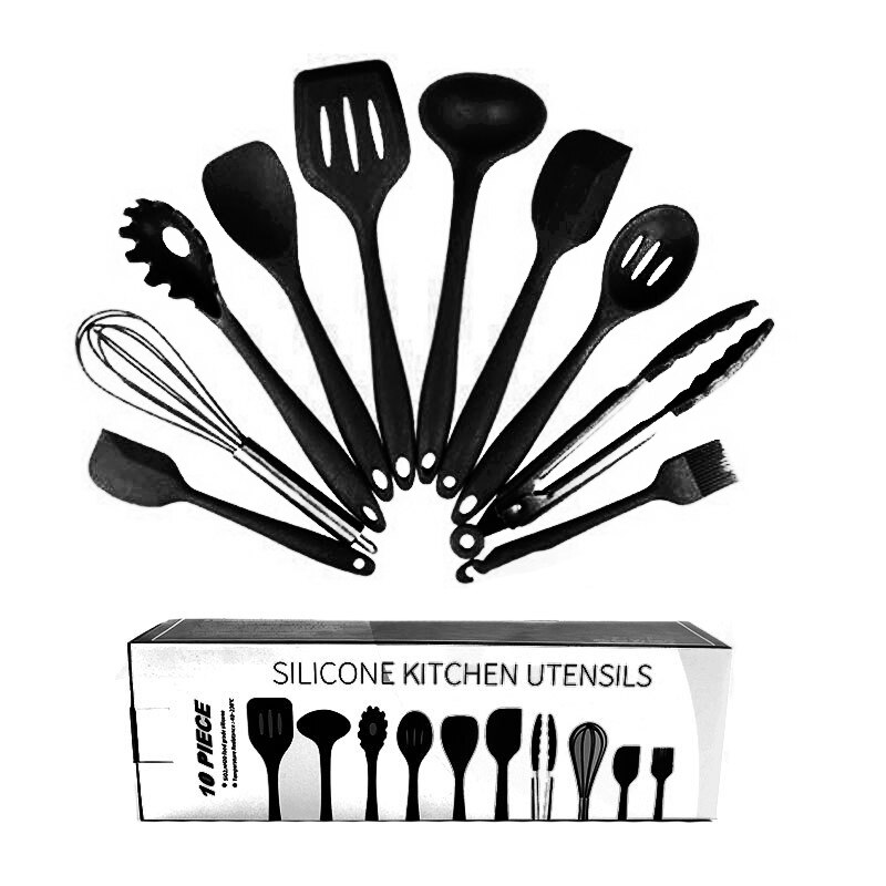 Ustensiles de cuisine antiadhésifs | Ensemble de ustensiles de cuisine en Silicone, ustensiles de cuisine multifonctionnels, cuillère à cuillère accessoires de cuisine 10 pièces