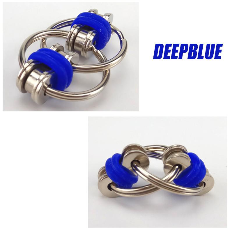 Metalen Puzzel Keten Fidget Speelgoed Voor Autisme Ketting Fidget Speelgoed Set Stress Verlichten Adhd Top Hand Spinner Sleutelhanger Zintuiglijke speelgoed: Deepblue