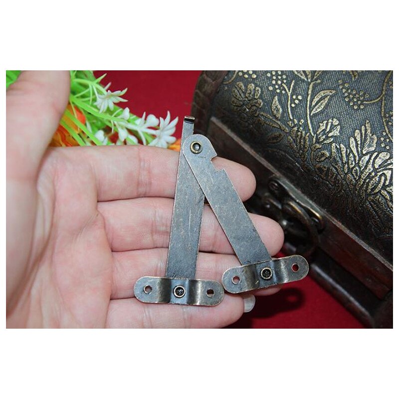 2Pcs Antique Bronze Lid Support Hinges Stay For Box Display Furniture Accessories Cabinet Door Kitchen Cupboard Hinges Lid Stays