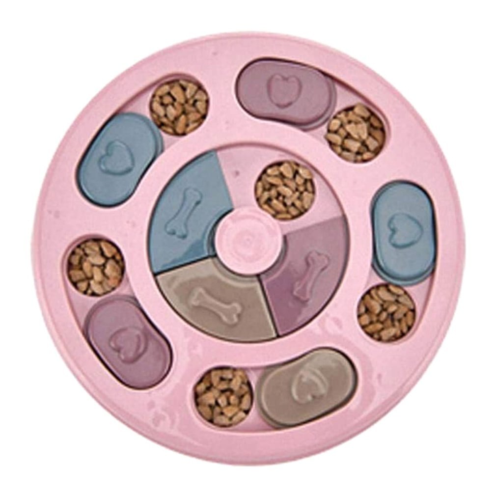 Interactive Dog Puppy Slow Feeder Bowl Nontoxic Dog Food Dispenser Fun IQ Training Educational Game Slow Feed Bowl: red round shape