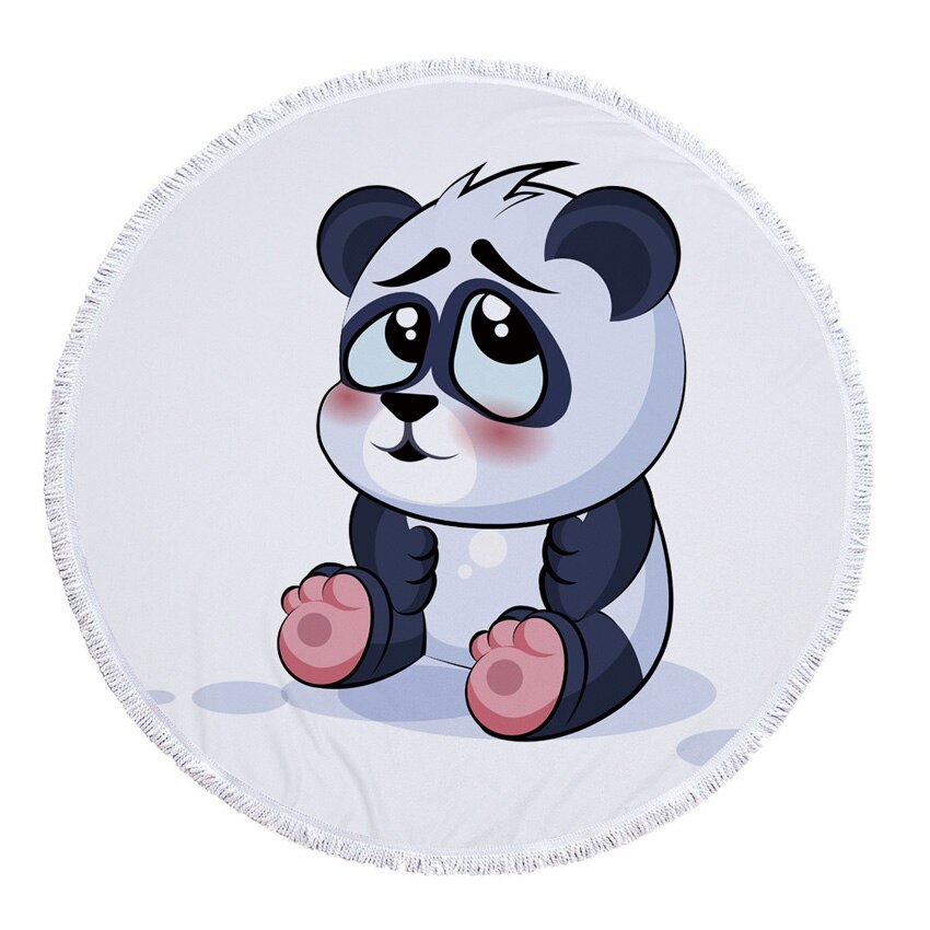Summer Circle Thick Microfiber Round Beach Towel Shower Bath Towels Cartoon Panda Print Bohemian Cute serviette de plage ronde: Panda 10