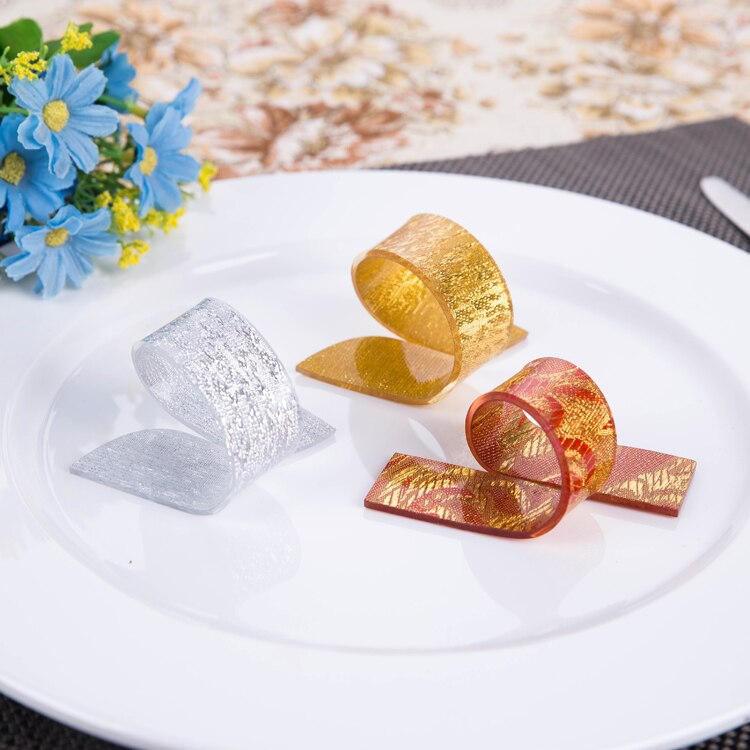 8 x silver/guld servettring akryl servetthållare spänne hotell hem fest middag deco leverans