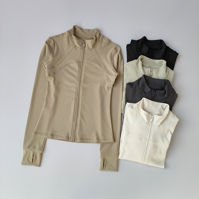 Yoga-Anzug für Damen, High-End-Sportjacke mit Stehkragen und langen Ärmeln, Lauftraining, Fitness-Top, winddichter Laufanzug