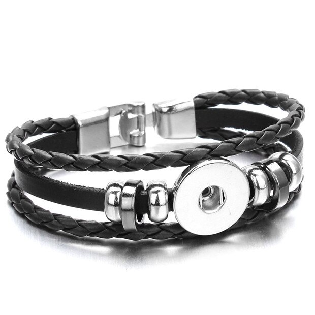 Druckknopf Armbinde &Ampere; Armreifen 6 farbe PU leder Armbänder Für Frauen 18mm Druckknopf Schmuck ZE400: ZE509B