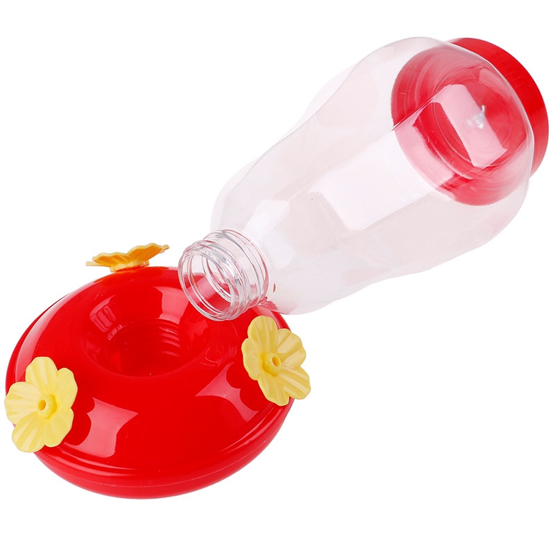 Plastique oiseau distributeur d'eau bouteille suspendus colibri mangeoire jardin extérieur en plastique fleur fer crochet animal de compagnie oiseau fournitures