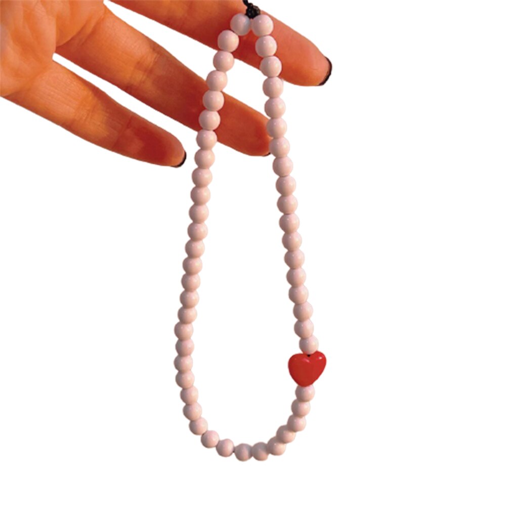 Anti-Verloren Chinese Rode Acryl Hart Liefde Telefoon Charme Mobiele Keten Meisje Telefoon Charme Telefoon Shell Opknoping Touw Lanyard sieraden: Default Title