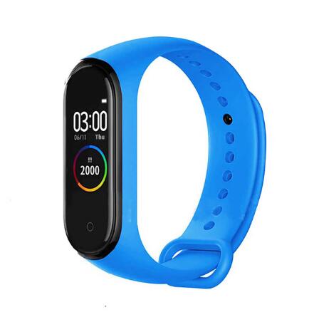 Colorido m4 inteligente pulseira smartband à prova dwaterproof água pressão arterial monitor de freqüência cardíaca fitness rastreador pulseira inteligente m4 banda relógio: Azul