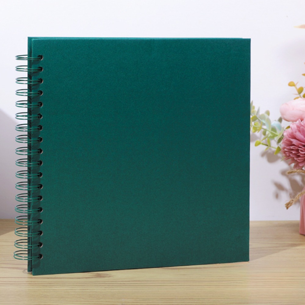 8- tommers diy-utklippsbokalbum med 40 sider, innbundet kraftpapir, utklippsbok med fotoalbum, minnebok for bryllup og jubileumsfamilie: Grønn
