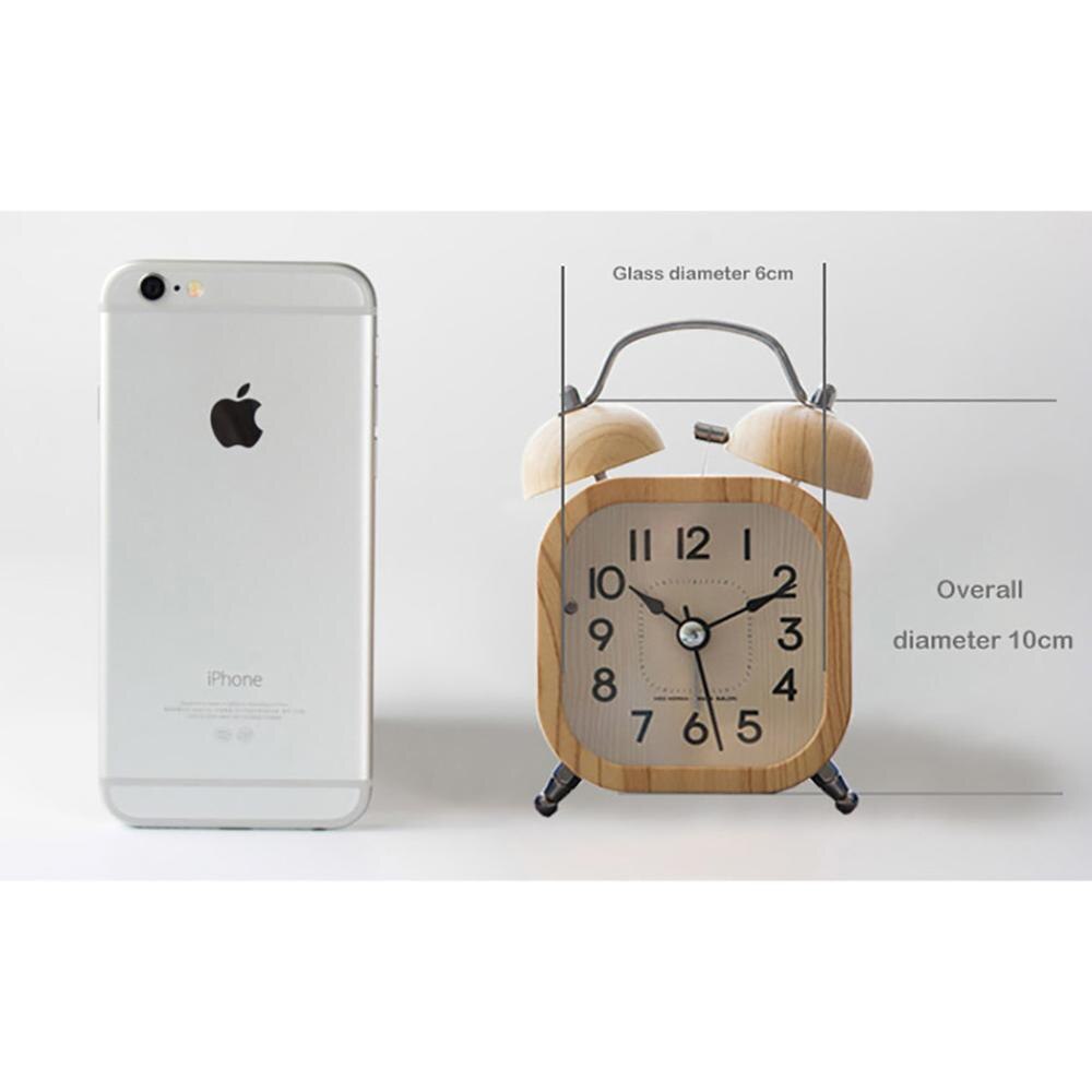 Neo korea-eaque mjk lichtgevende mute retro dubbele houten wekker mini schattige moderne wekker voor in de slaapkamer