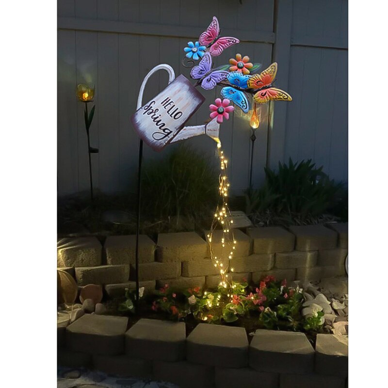 Tuin Decoratie Licht Outdoor Ster Type Solar Douche Tuin Art Licht Decoratie Outdoor Tuinieren Gazon Lamp Led Outdoor: butterfly