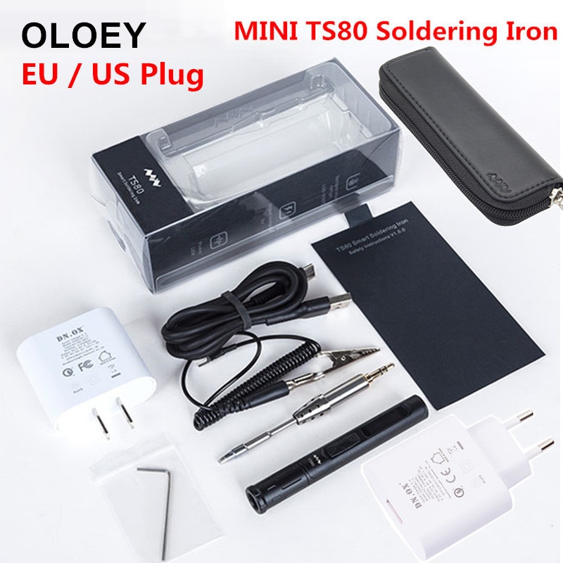 MINI estación de soldadura Digital TS80 QC3.0 USB tipo C OLED TS K4 D25 B02 J02 BC02, juego de herramientas, bolsa de almacenamiento con enchufe de EE. UU. Y UE
