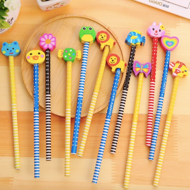 Lovely 6 Pieces Cute HB Pencil With An Eraser Primary School Children Pencil School Supplies