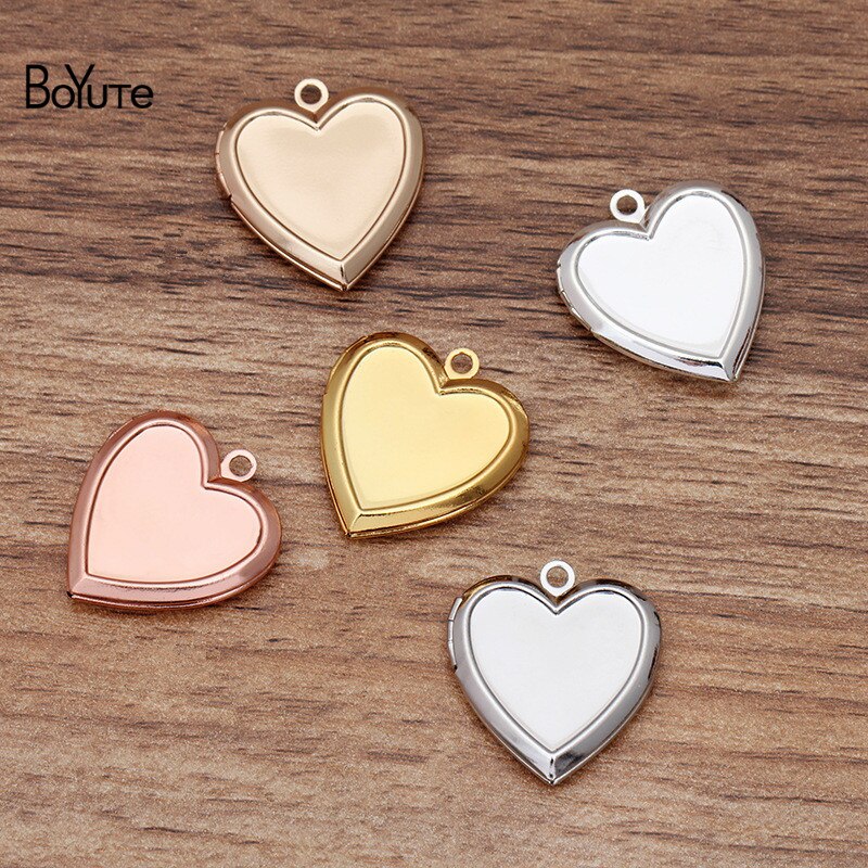 BoYuTe – médaillon en métal et laiton en forme de cœur, 22x5MM (10 pièces/lot), peut insérer un pendentif Photo