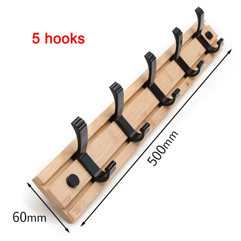 Bamboe Kapstok Muur Gemonteerde Haken Eenvoudige Hanger Slaapkamer Muur Rack Met Beweegbare Haken Tt-Best: 5 hooks
