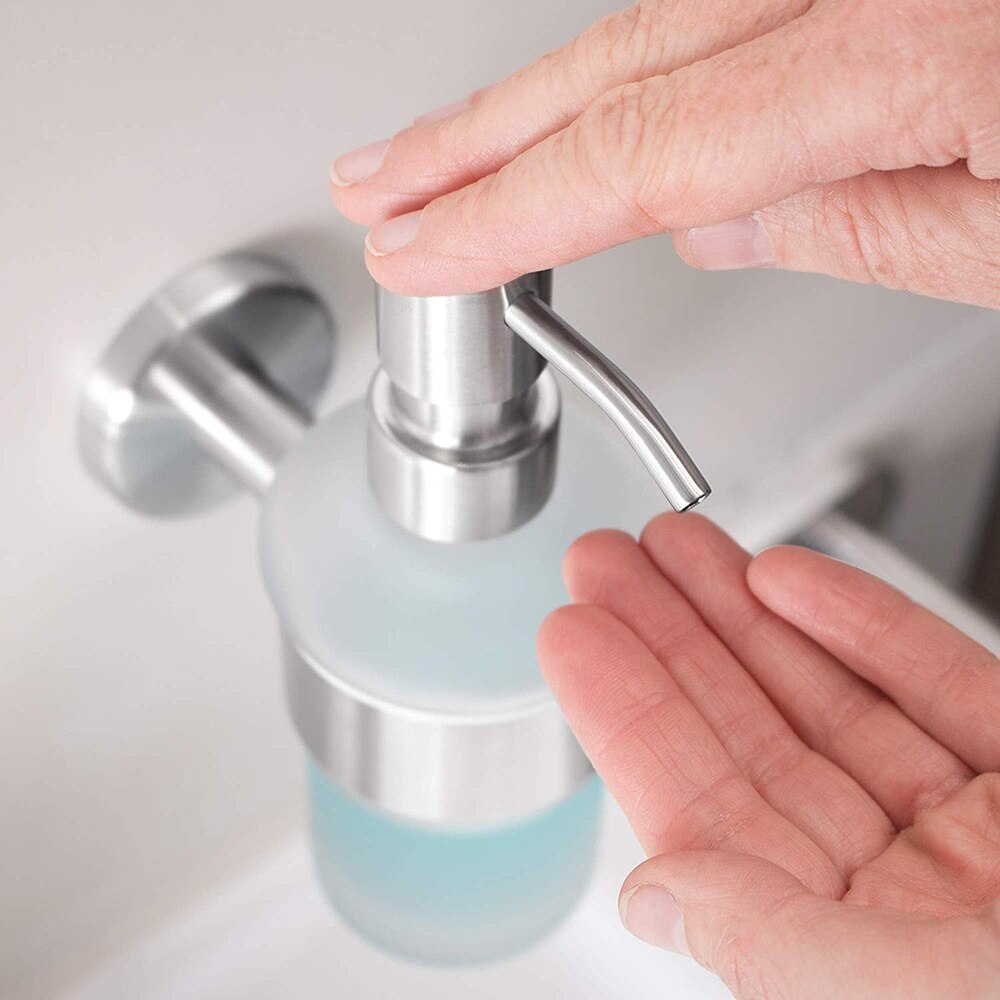200ml Liquid Soap Dispensers Chrome Color Soap Dispenser Wall Mounted With Frosted Glass Container Bottle Bathroom Products