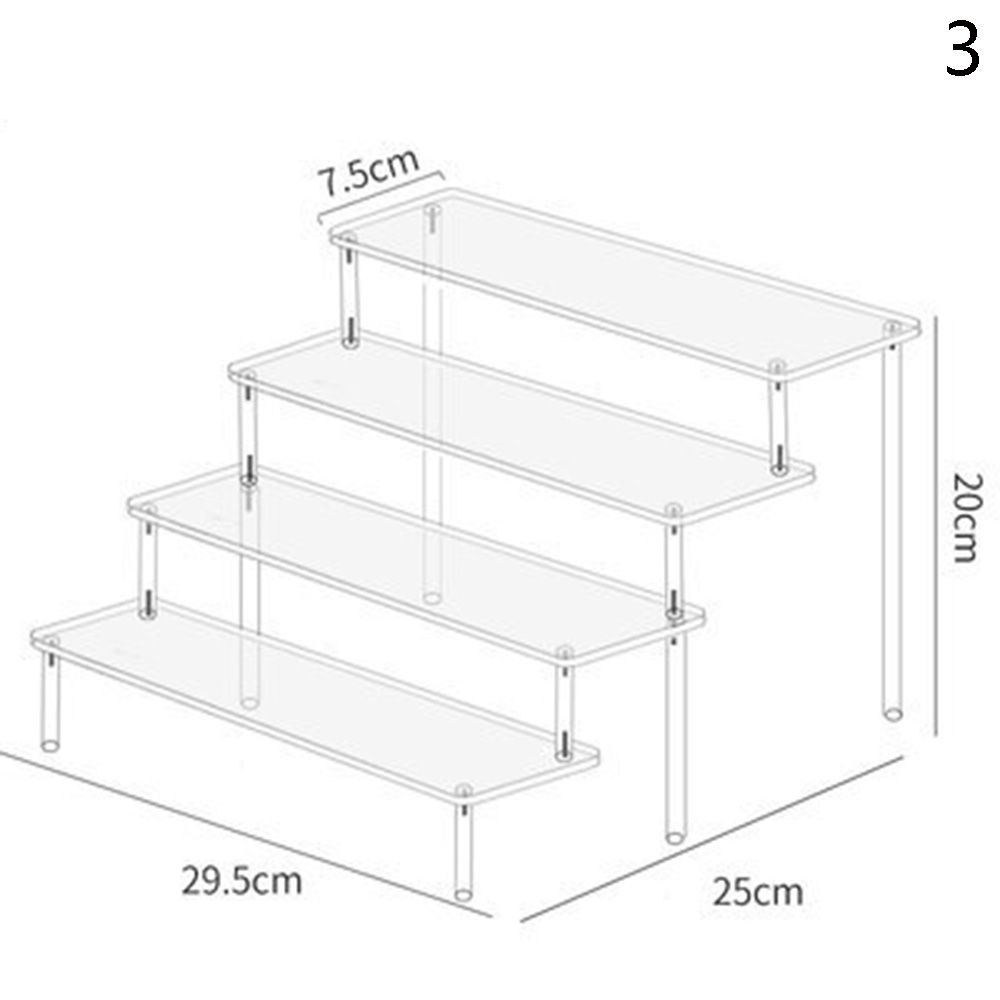 Acrylic Display Stand Pottery Storage Rack Doll Clay Figurine Display Stand Transparent Ladder Makeup Organization Shelf: Red