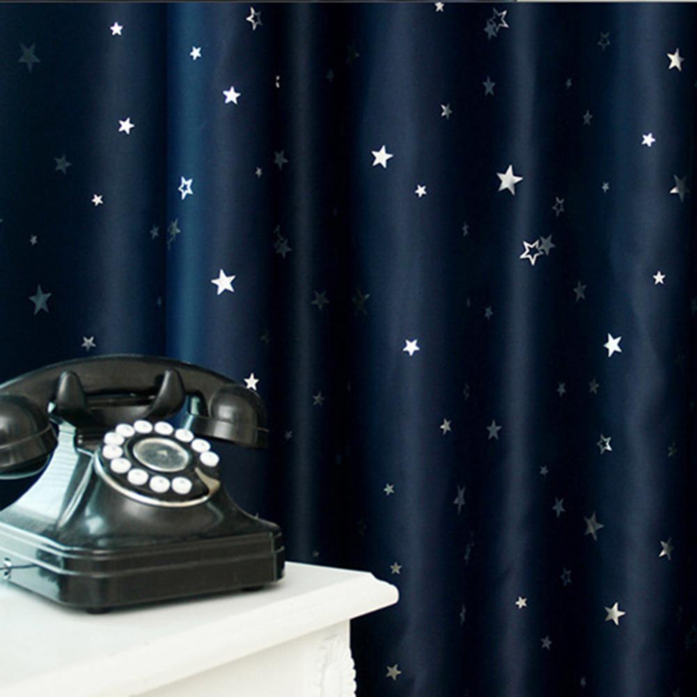 Shiny Stars Blackout Curtains Shading Polyester for Kids Children Bedroom Korean Style Window Voile Tulle Curtains