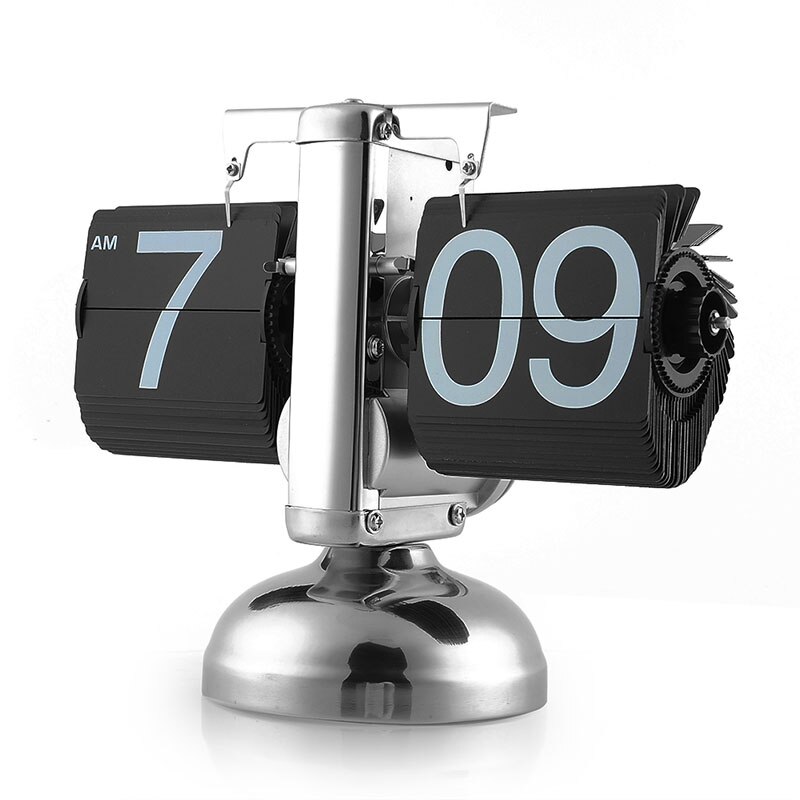 Reloj despertador Digital Retro Auto Flip Down reloj de escritorio de Metal reloj de mesa interno de moderno reloj silencioso