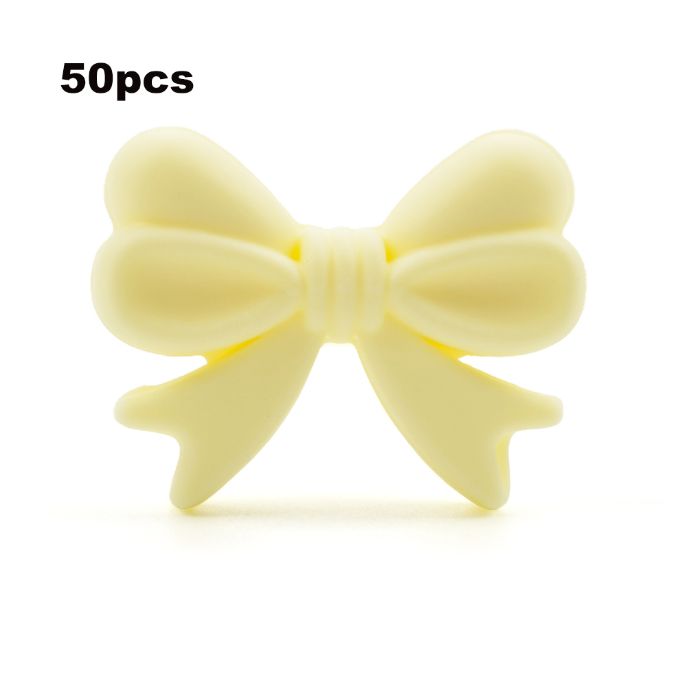 LOFCA – perles en Silicone avec nœud papillon, 50 pièces/lot, collier coloré, fabrication de bijoux, Bracelets, porte-clés, accessoires de bijouterie: Rose